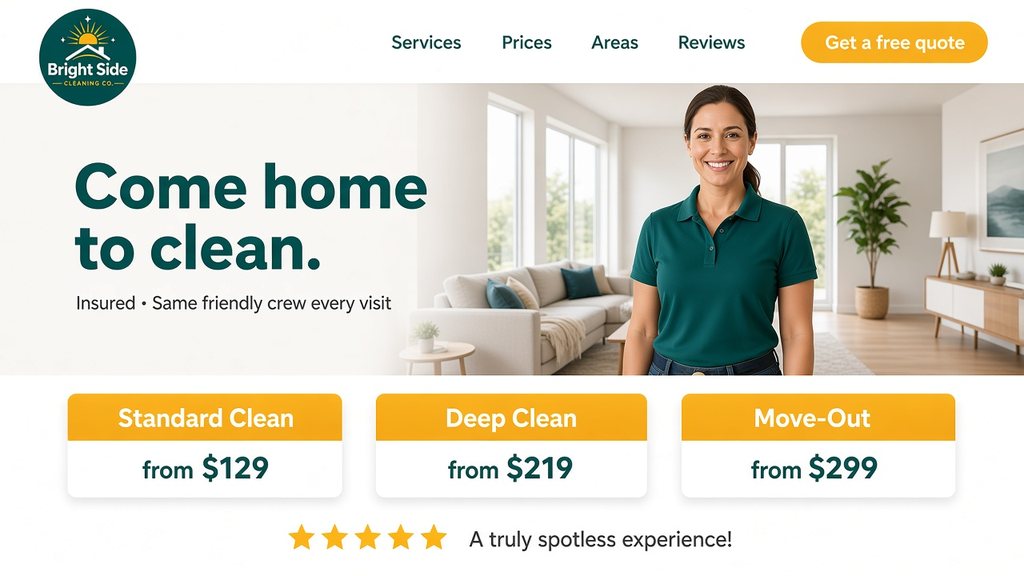 Sample cleaning company website